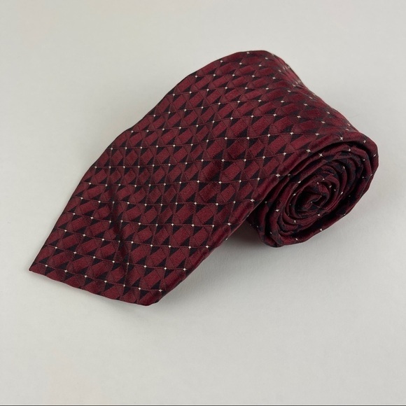 Cremieux Tie Mens Burgundy Red Boxes - Picture 1 of 4